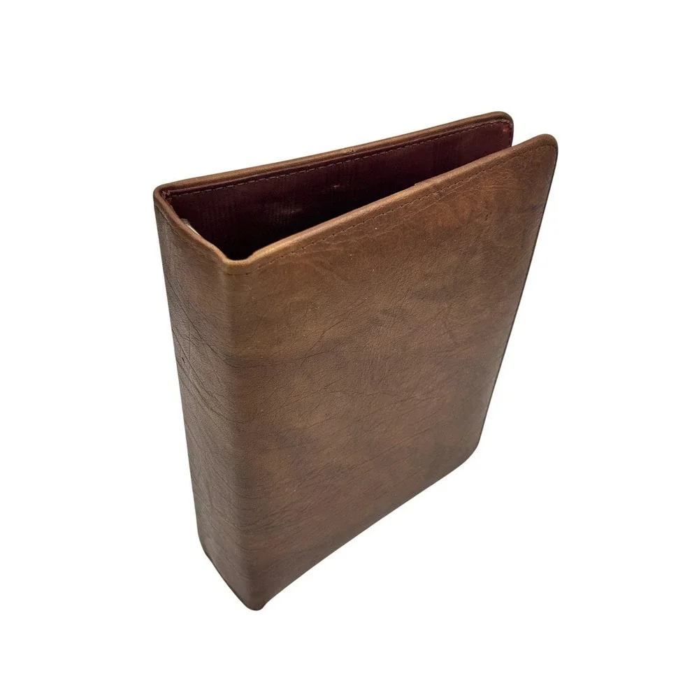 Vintage Day-Timer Executive 7 Ring Binder Antique Vinyl Organizer Brown Made USA